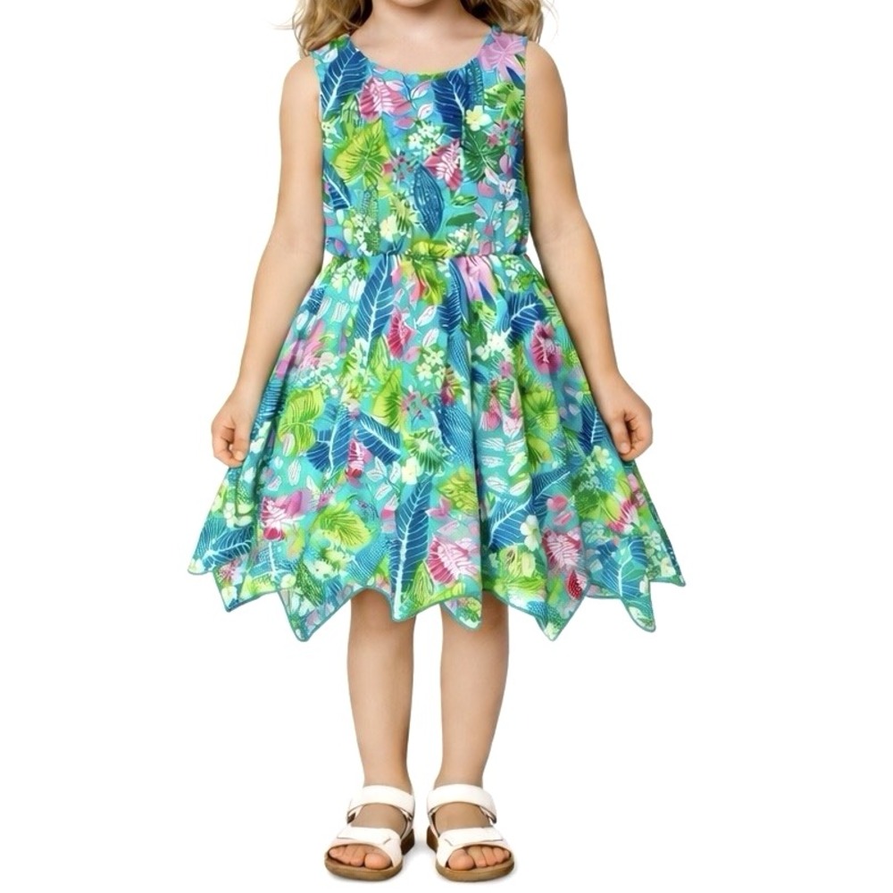 TOMMY BAHAMA Sundress Girls 3T Tropical Cotton Floral Hawaiian Beach Resortwear